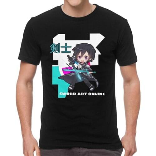 Sword Art Online T-Shirts Men Fashion T Shirts Short Sleeve Anime Manga Sao Kirito Kirigaya Kazuto Tshirt Cotton Tees Top Clothe