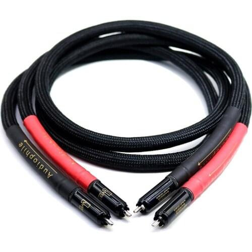 2pcs Hi-end HIFI FA-220 PVC 2 Core Pure Copper OFC PCOCC 0152Ag RCA Male RCA to RCA Auido Cable Cord Wire