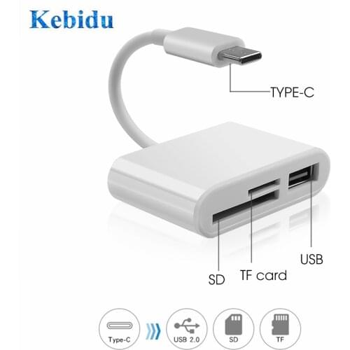 KEBIDU USB C Type C Card SD Reader Adapter Cable SD& Micro SD TF Connection Smart Memory Card reader for Macbook Pro