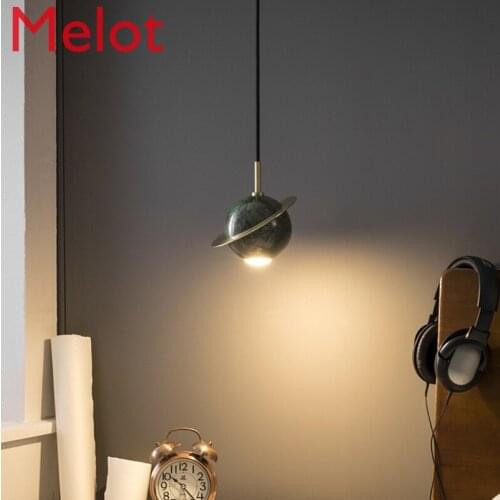 Langji Small Droplight Nordic Restaurant Simple Modern Bedroom Light Luxury Bar Brass Marble Planet