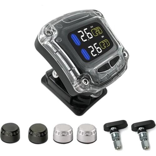 M3-B Wireless Motorcycle TPMS Real Time Tire Pressure Monitoring System Universal 2 External Internal Sensors LCD Display