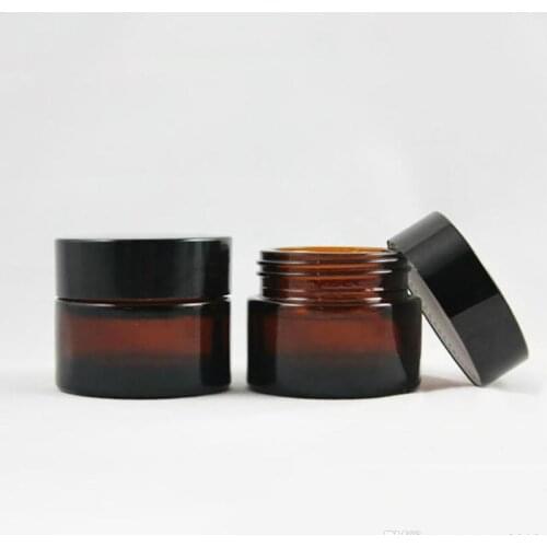 Brown Amber Glass Cream Jar Black Lid 20g Cosmetic Jar Packaging Sample Eye Cream