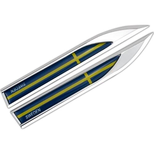 2pcs 3D Metal Sweden Flag Car Stickers Long Pattern Decals Car Whole Body Stickers Car Decoration for Audi a6 a7 a3 a5 q7 a4 s3