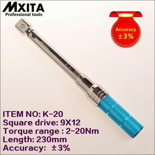 MXITA 9X12 2-20Nm Accuracy 3% High precision professional Adjustable Torque Wrench car Spanner car Bicycle repair hand tools