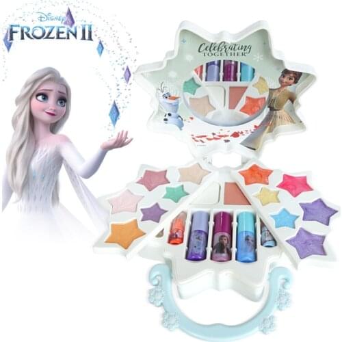 Disney Princess Frozen 2 Elsa Play Makeup for Girls Kids Makeup Set Lipstick Lip Gloss Eye Shadow Toys for Girls Christmas Gift