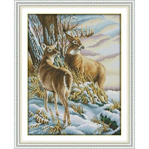 Deer 3 Printed Cross Stitch Pattern Kits Canvas Embroidery Needlework Set 11CT 14CT DIY Handmade Crafts Home Decor Wall painting
