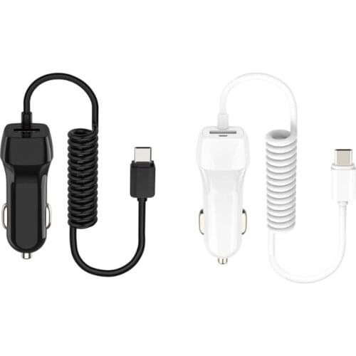 New Smart Phone Car Charger With Type C Charge Cable For Samsung Xiaomi Huawei Meizu Sony Mobile Phone Tablet GPS