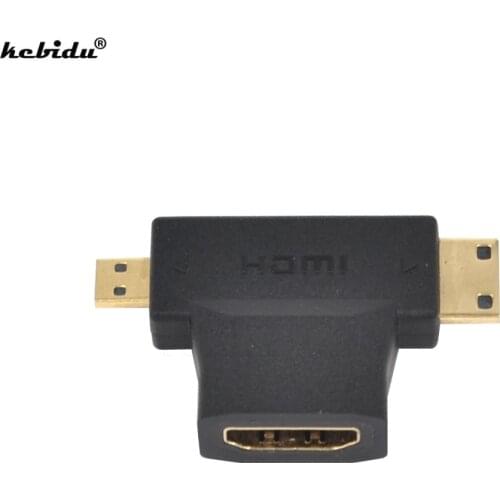 3 in 1 HDMI-compatible to Micro HDMI-compatible male 1.4 Female cable adapter T Shape converter for HDTV 1080P cables COMBO