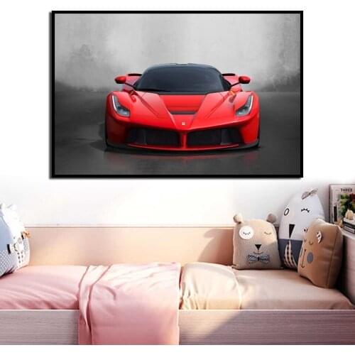 Poster Popular HD Picture Modern Wall Art Red Sports Car Super Exquisite Canvas Nordic Living Room Home Decoration (Frameless)