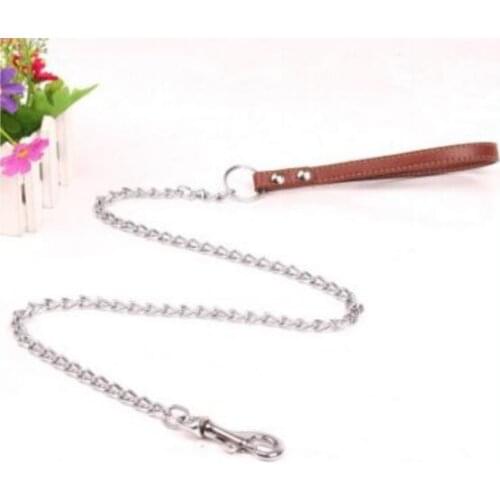 Wholesale pet leash PU handle metal iron dog leash twisted dog leash pet leash