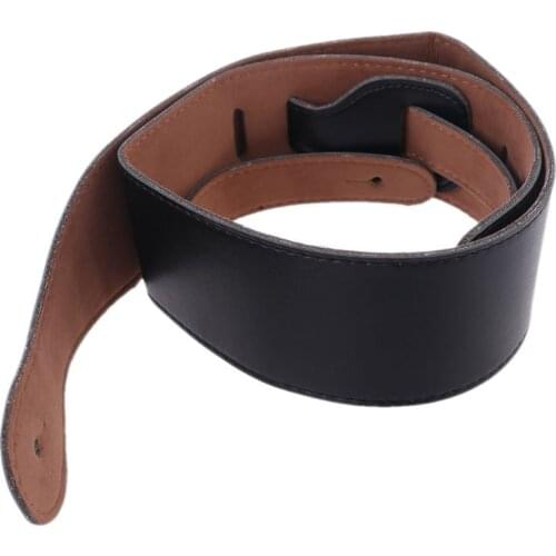 Adjustable Soft PU Leather Thick Strap For Electric Acoustic Guitar Bass Black