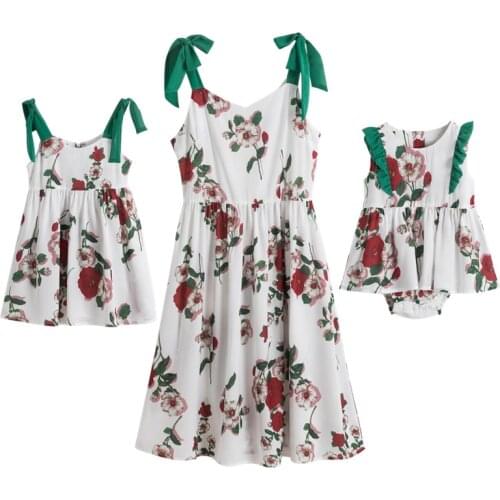 Family Outfits Family Matching Clothes Mother Daughter Dresses New Mommy and Me Clothes Mom Mum and Baby Girls Matching Dress