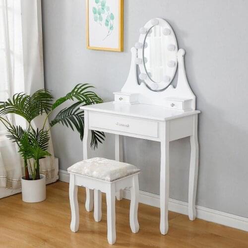 Nordic Dresser For Bedroom 75cm Dressing Table Small Apartment Modern Minimalist Single Mini Dressing Table With LightMirror HWC