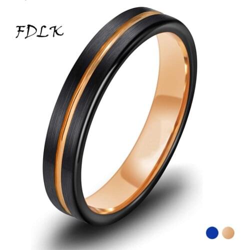 Chic Jewelry 4mm 8mm Black Rose Gold Plated Stainless Steel Ring for Women Men Engagement Wedding Jewelry Cocktail Accessories