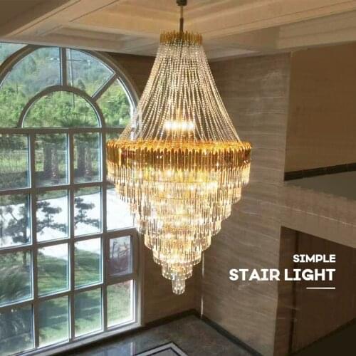 Modern Crystal Chandelier LED Light American K9 Crystal Cahndeliers Lights Fixture Big Stair Hanging Lamps Home Indoor Lighting