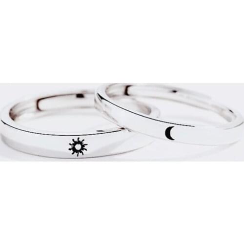 Sun Moon Love Vow 925 Sterling Silver Female Resizable Opening Ring Sweet Romantic Valentines Day Gift S
