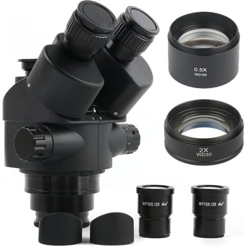 7X-45X 3.5X-90X Simul-Focal Stereo Trinocular Microscope Head 0.3X 0.5X 0.7X 1X 1.5X 2.0X Auxiliary Lens 0.35X 0.5X CTV Adapter