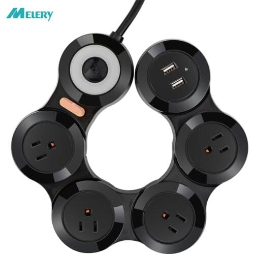 Multiple Power Strip US Electrical Plug Socket 4 Way Outlets Dual USB Flexible Foldable Rotary Switch 1.8m Extension Cord Home