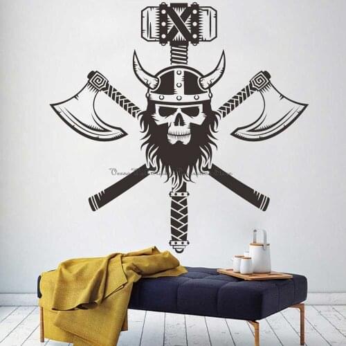 Viking Vinyl Wall Stickers Pirate Adventure Warrior Weapon Viking History Museum Nordic Style Home Decor Decal Mural Gift W8