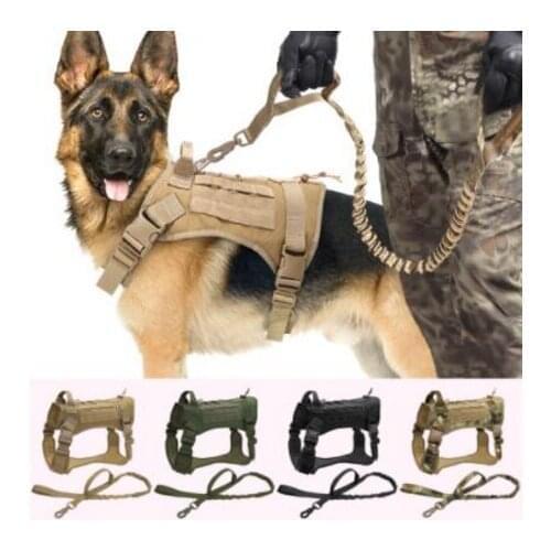 Military Tactical Dog Harness German Shepherd Pet Dog Vest With Handle Nylon Bungee Dog Leash Harness For Small Large Dogs Puppy