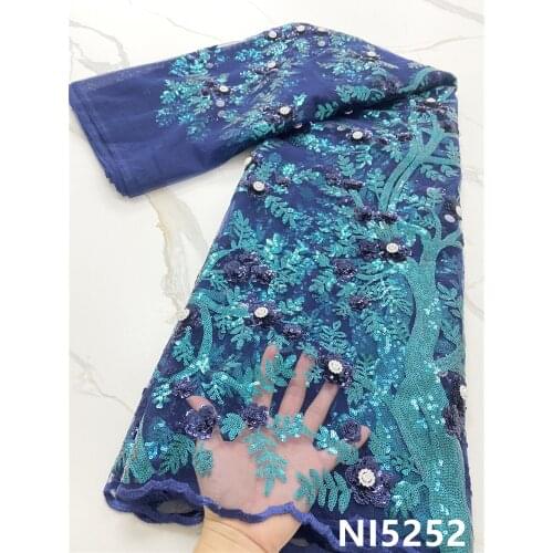 XIYA 2021 Design Sequins Mesh Lace Embroidery High Quality Heavy Sequins Latest French Tulle Net Lace NI5252