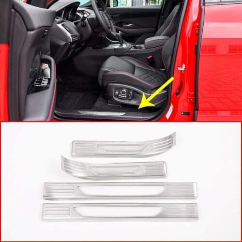 304 Stainless Steel Car Interior Back Door Sill Protect Plate Panel Cover Trim Black For Jaguar E-PACE 2018 2019