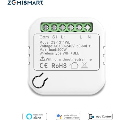 Zemismart Tuya WiFi Switches DIY Breaker Module BLE 1 Gang Alexa Google Home Voice Control Timer 2 Way Control