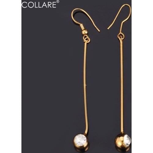 Collare Long Earring For Women Gold Color Wholesale Rhinestone Drop Crystal Earrings Fashion Jewelry E675