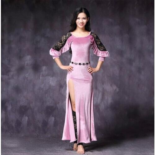 Good Quality velvet belly dance costume bellydance pratice clothing 4colors belly dance dress M, L 3025