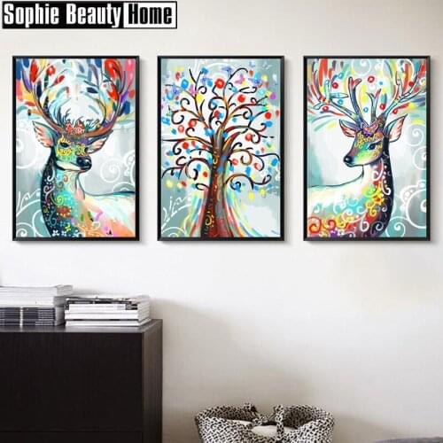 Animal christmas Sika Deer DIY Crystal full drill square 5D diamond painting 3d cross stitch kits Mosaic Round Rhinestone 19C061