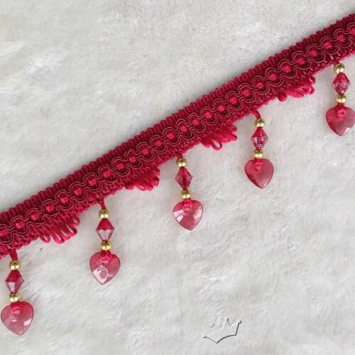 12Yards/Lot Crystal Love Beads Curtain Lace Accessories For Drapery DIY Sewing Tassel Fringes Trim Ribbons Textile Decor