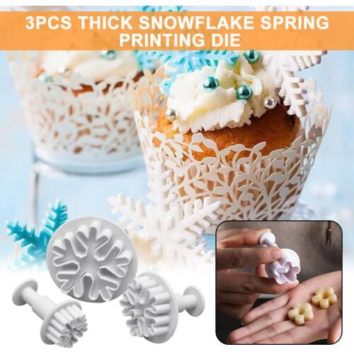 3 pcs Sugarcraft Cake Decorating Tools Fondant Plunger Cutters Tools Cookie Biscuit Cake Snowflake Mold Set Baking Accessories