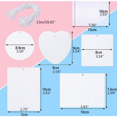 30 Pcs Sublimation Blank Air Freshener Sheets with Elastic Cord Felt Thermal Transfer Key Chain Double-Side Key Tags for DIY Car