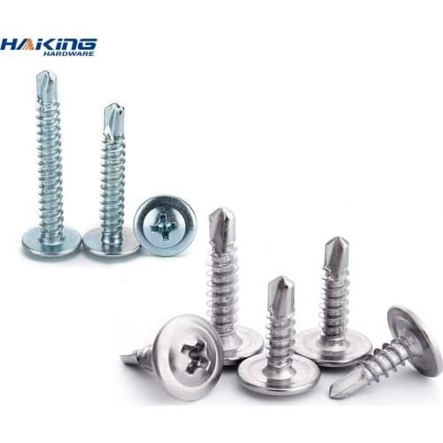 30pc washer head phillips self drilling tapping screw stainless steel zinc plated M4.2 M4.8 hardiflex screw for metal wood sheet