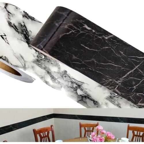 5M Marble Tiles Stickers Waist Line Wall Sticker Self Adhesive Wallpaper Bathroom Toilet Papel De Parede Adesivo Waterproof PVC