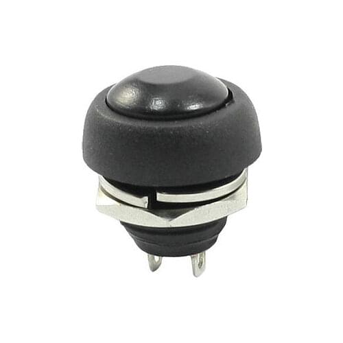 AC250V/3A 125V/6A Momentary 2 Pins SPST Black Round Cap Push Button Switch