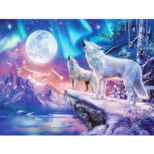 Full Dimond Mosaic Cross Stitch Kits Diy 5D Diamond Painting Snow Wolf Diamond Embroidery Stitch Home Decor