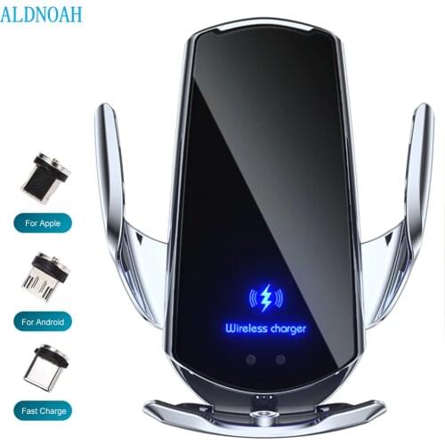 ALDNOAH 15W Qi Car Wireless Charger for iPhone 12 11 XS XR X 8 Samsung S20 S10 Magnetic USB Infrared Sensor Phone Holder Mount
