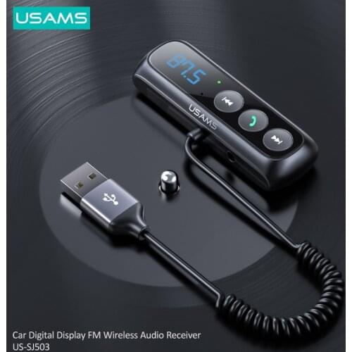 USAMS FM Transmitter Car Bluetooth 5.0 FM Radio Modulator Car Kit 5V USB Car Charger Handsfree Wireless Aux Audio MP3 Player Kit