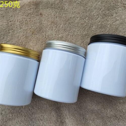200/250g Cosmetic Cream Jar Aluminu Lid PET white bottle Mask can Cosmecticals Bottle Cosmetic Container Empty Food Packing Cans