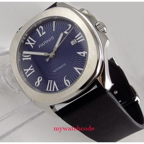 40mm Parnis Automatic Watch with Deployment Clasp Miyota Sapphire Blue Dial Mechanical Watches relogio masculino Gift