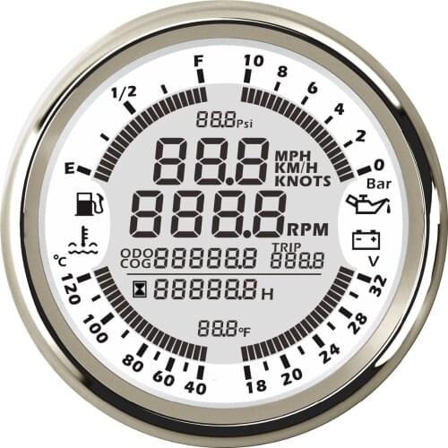 Marine Boat Digital GPS Speedometer Tachometer for Auto Motor 12V 24V Fuel Level Water temp 6 in 1 Multi-functional Gauge Meter