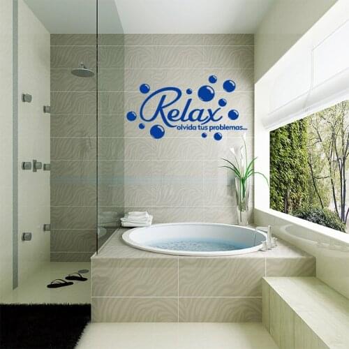 Spanish Quote Relax Bubbles Bathroom Stickers Vinyl Wall Decals Wallpaper Mural Wall Art Home Decor House Decoration DD0111