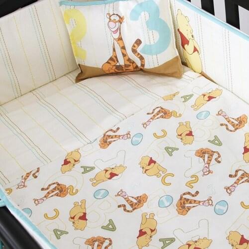 7PCS Embroidery baby bedding 100% cotton for newborn soft crib cheap linen cot boy girl cama infantil(bumper+duvet+sheet+pillow)
