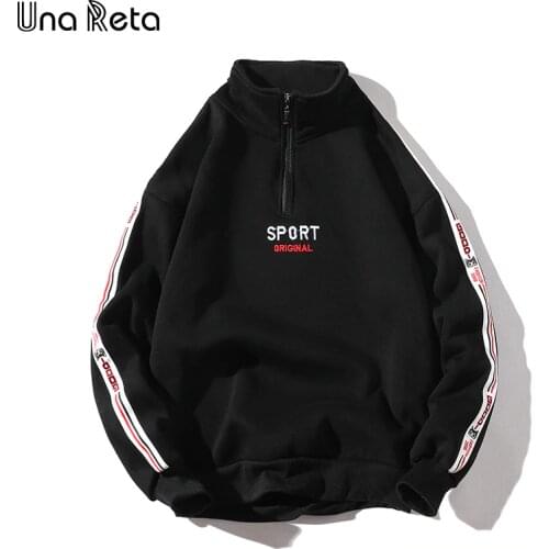 Una Reta Men Hoodies New Hip-Hop Zipper Design Sweatshirt Embroidery high quality Streetwear Cotton Retro Pullover Tracksuit Men