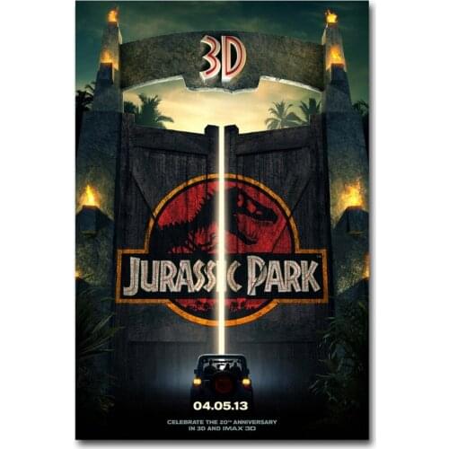 Customized Prints Jurassic Park 3D Movie Classic Poster Wall Art Canvas Cloth Paintings For Living Room Decor