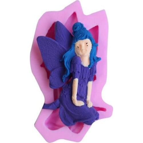 DIY Tools for Cake Decoration Angel Elf with a Tail Long Hair Girl Liquid Silicone Pastry mould Pudding Ice Cube Soap Molds