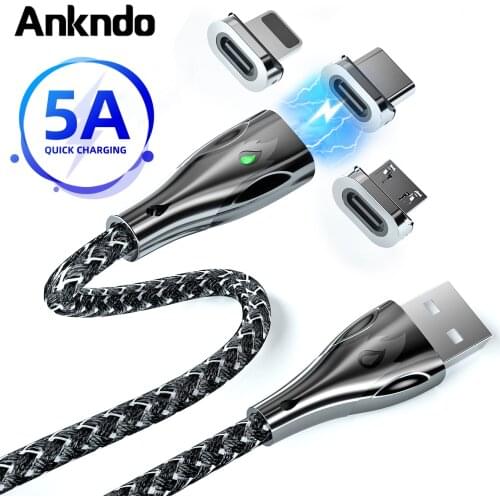 ANKNDO 5A Type-c Cable Magnetic Cable Micro Usb Charging Cable Magnet Phone Charger Fast Charge Cord For xiaomi huawei samsung