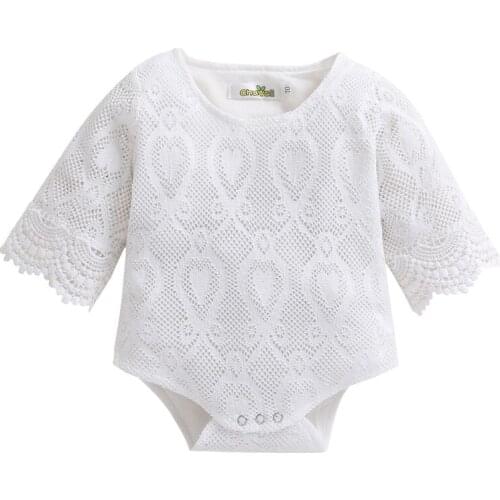 Newborn Infant Romper Baby Girls 100% Cotton White ruffles lace Jumpsuit clothing playsuit Newborn Sunsuit lovely outfits