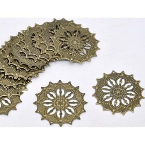 DoreenBeads 50 Bronze Tone Filigree Flower Wraps Connectors 43mm (B14167), yiwu